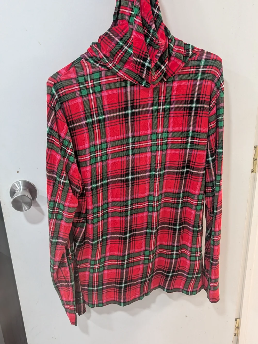 Women's Red Plaid Two-Piece Pajama Set with Hoodie